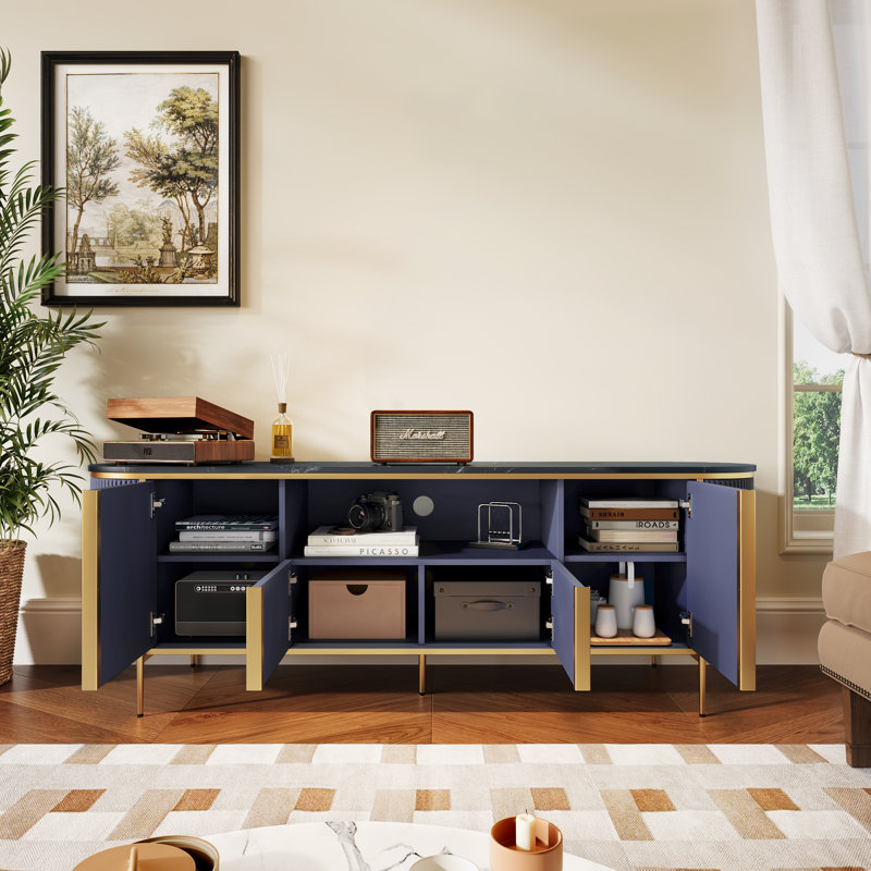 70" Tv Stand For Tvs Up To 80", Navy Blue
