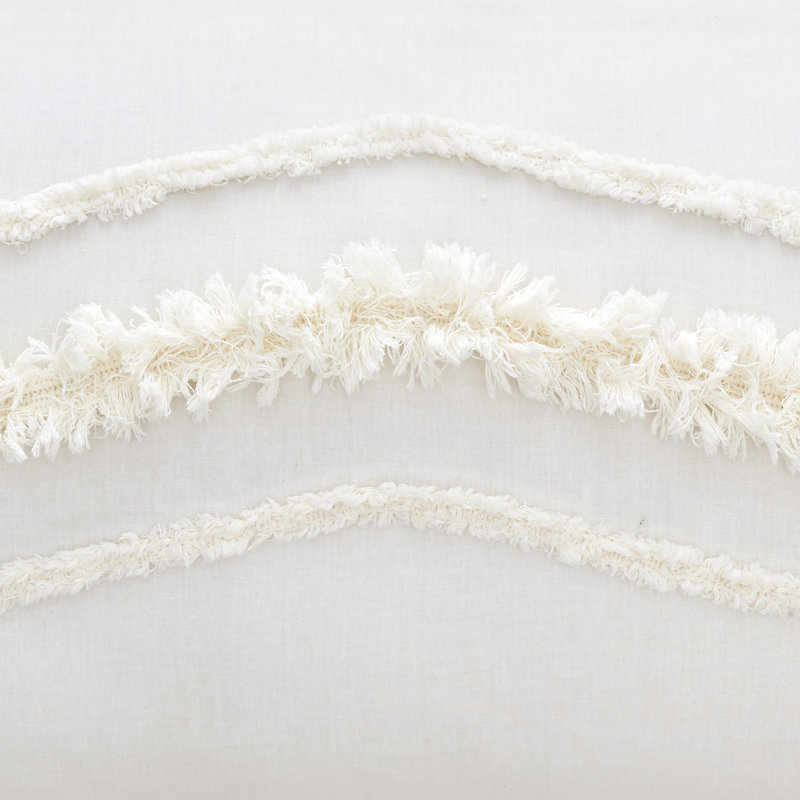 Ivory Cotton Boho Fringe Tufted Standard Pillow Shams