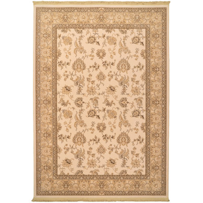 Tapis de surface ivoire en laine brillante Hermione