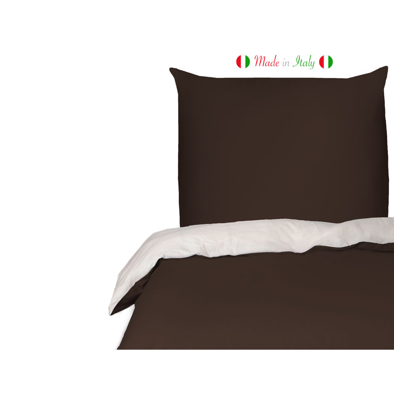 Cotton Solid Colour Duvet Cover Set with Pillowcases Included, Kingsize - 2 Pillowcases (80 x 80cm), Cocoa/Cream