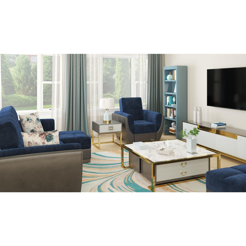 Upholstered Convertible Sofabed with Storage