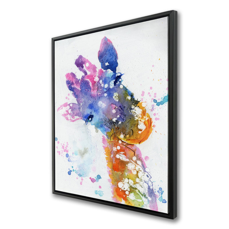 Art abstrait sur toile, girafe abstraite avec éclaboussures de couleurs