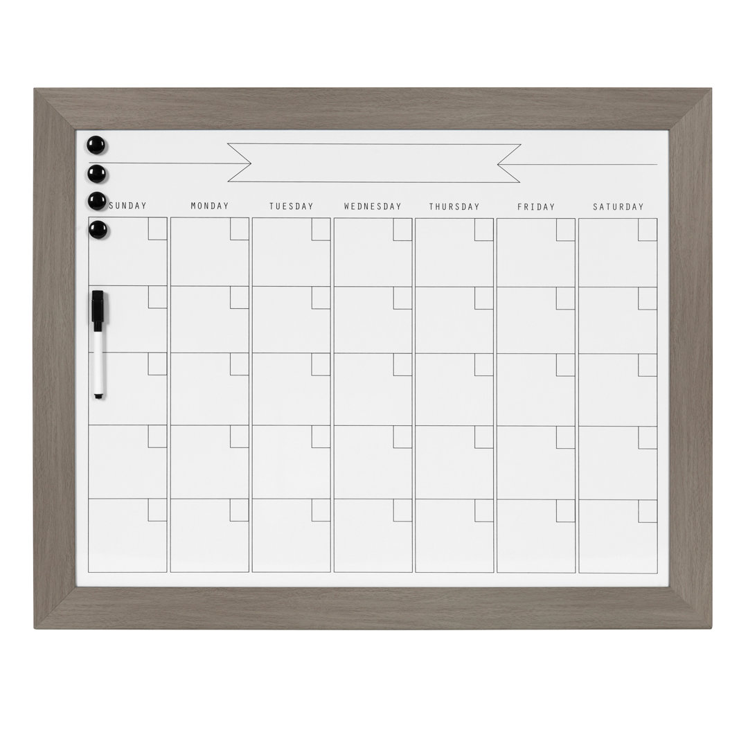 Calendar Magnetic Wall Mounted Dry Erase Board Union Rustic Color: Gray Size: 23" H x 29" W