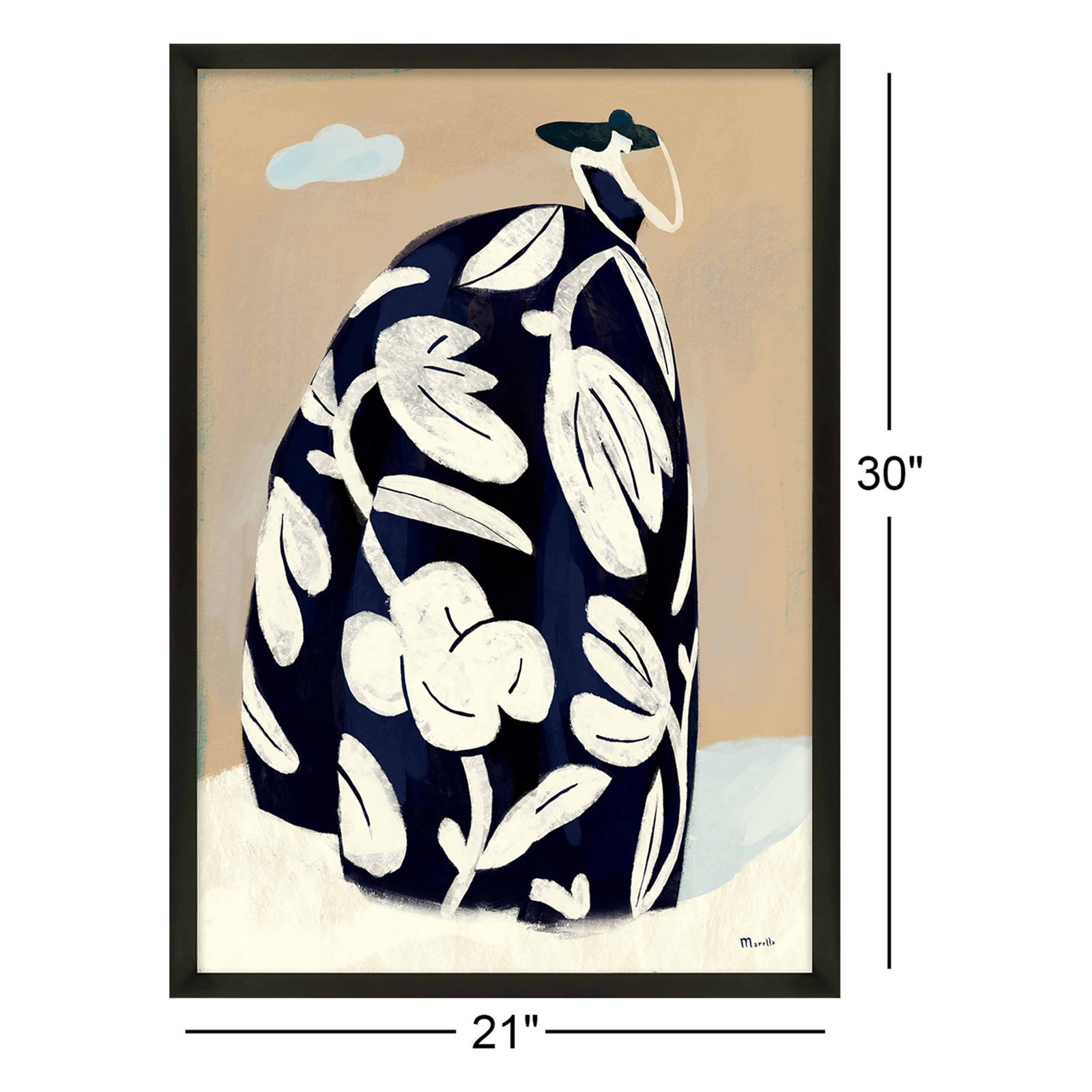Black Dress by Marco Marella For Studio M, Black Paper Framed, 30" H x 21" W x 1.25" D
