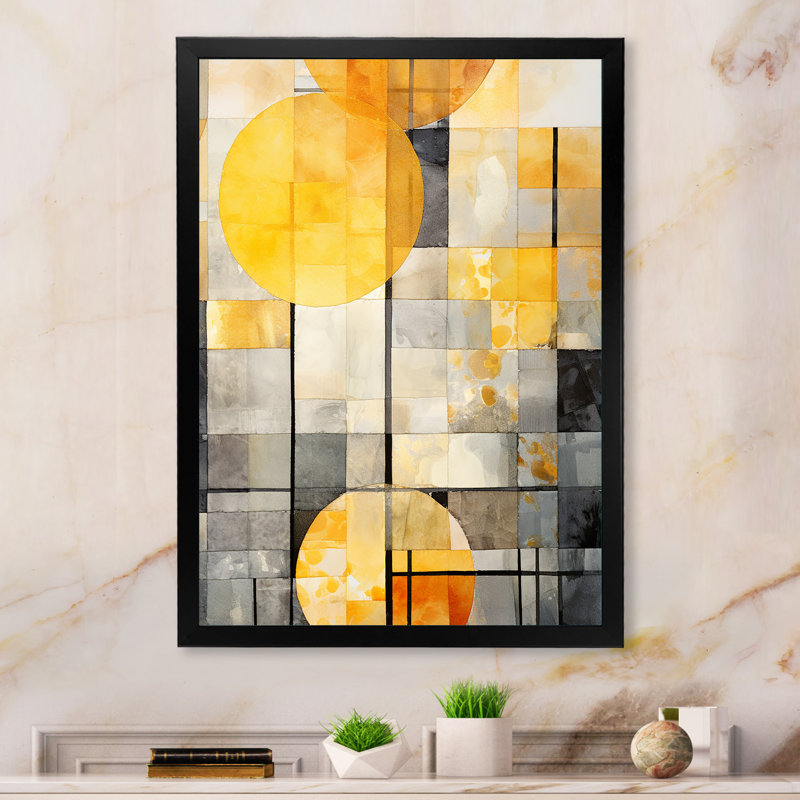 Panneau solaire jaune, collage de lumière du soleil I - Collages abstraits, art mural, H 40 po x l 30 po x P 1,5 po