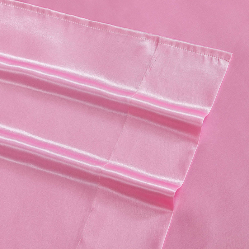 Ensemble de draps en satin doux Betsey Johnson, Ensemble de draps pour grand lit avec 2 taies d'or, Rose uni