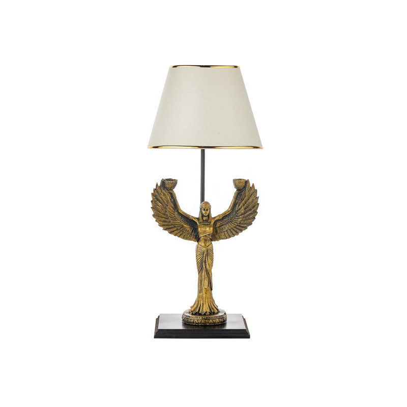 Table Lamp, Gold, White