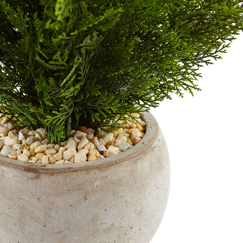 24'' Faux Cedar Plant in Stone Planter