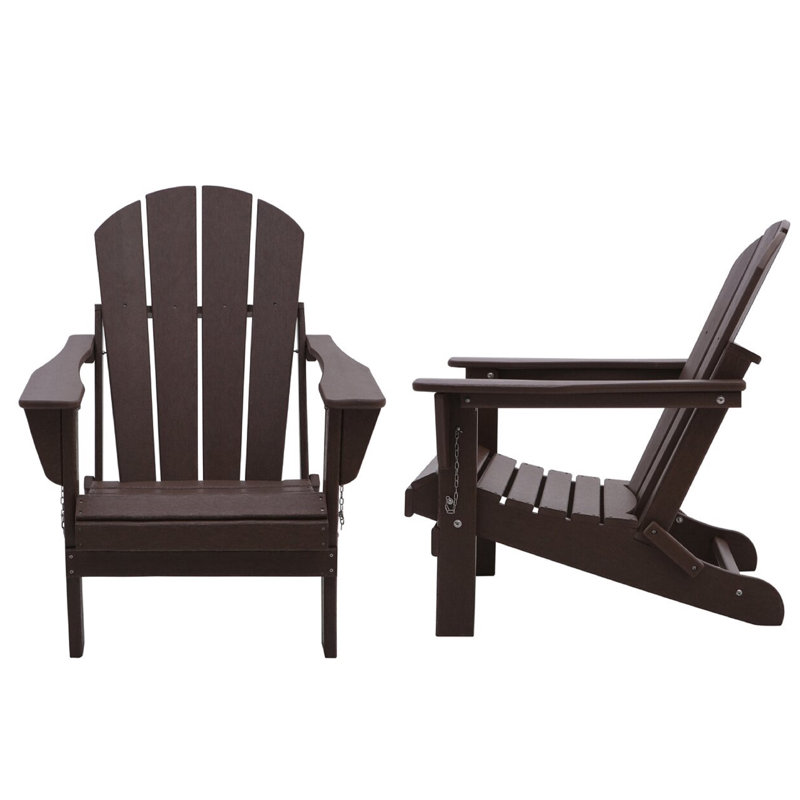Chaise Adirondack pliante en plastique Bethune, Acajou