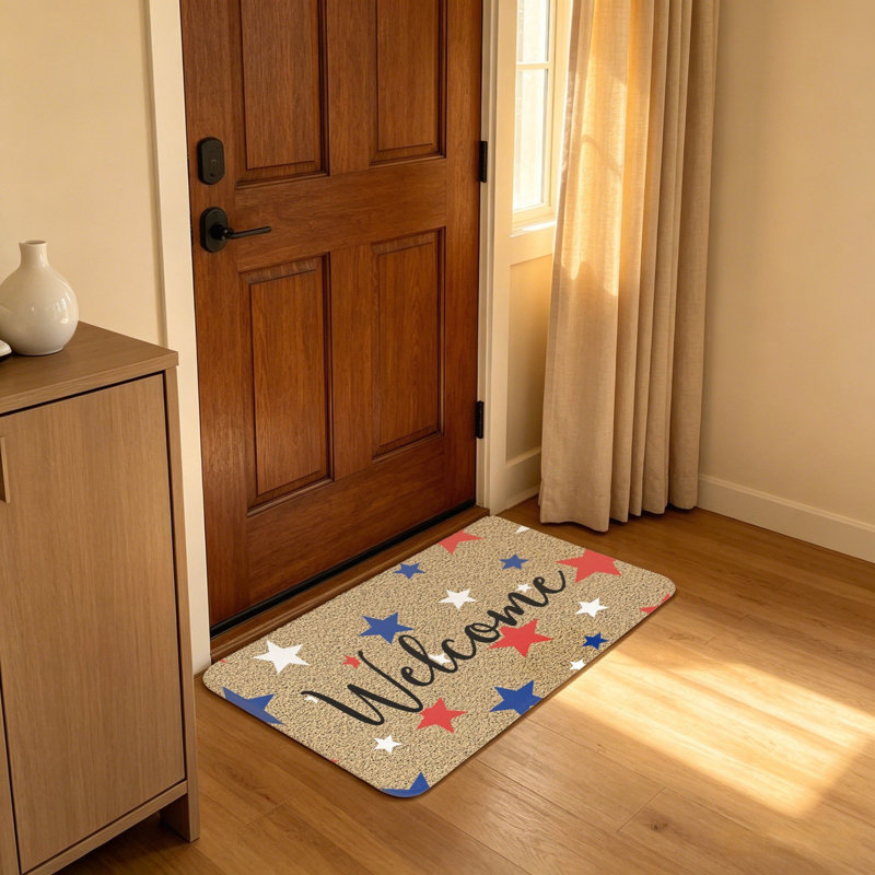 Tapis d'entrée bleu patriotique 20 po x 32 po pour l'extérieur pour l'intérieur