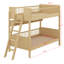 Lit superposé simple au-dessus de simple avec 3 tablettes de rangement, lit superposé en bois massif avec échelle, garde-corps, échelle pouvant être changée à gauche ou à droite-643786456