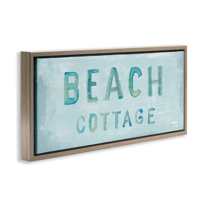 Rustic Beach Cottage, aquarelle, Cadre flottant orme Montalcino, H 14 po x l 31 po