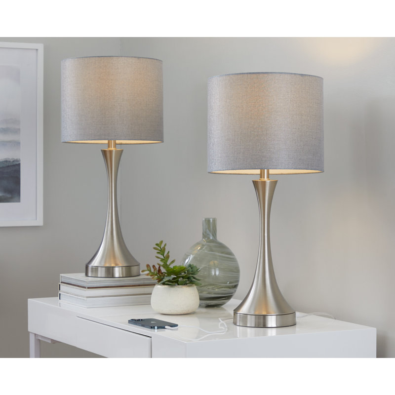 Arseni Metal USB Table Lamp, Gray