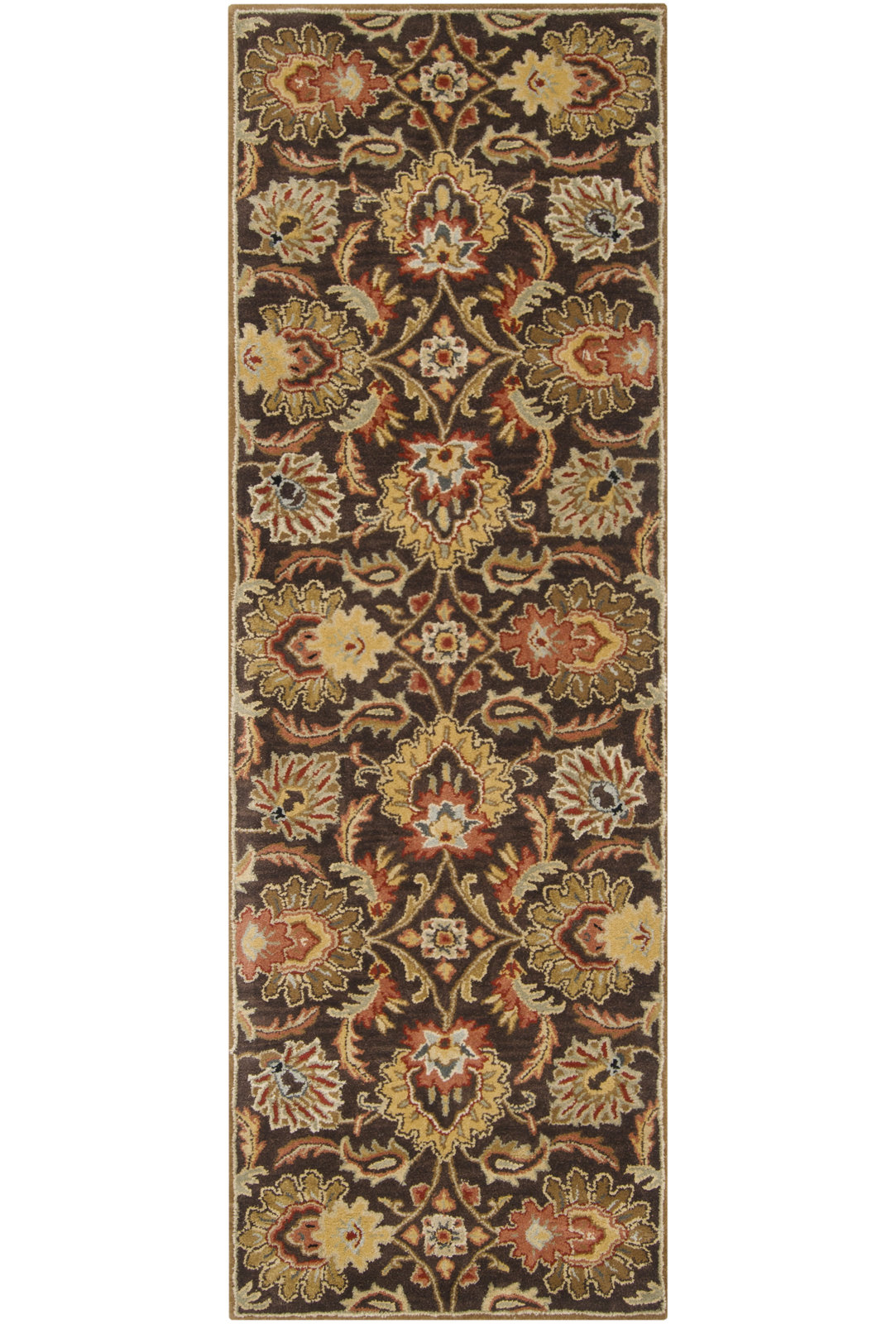 Arden Handmade Wool Dark Brown/Garnet Rug, Runner 2'6" x 8'