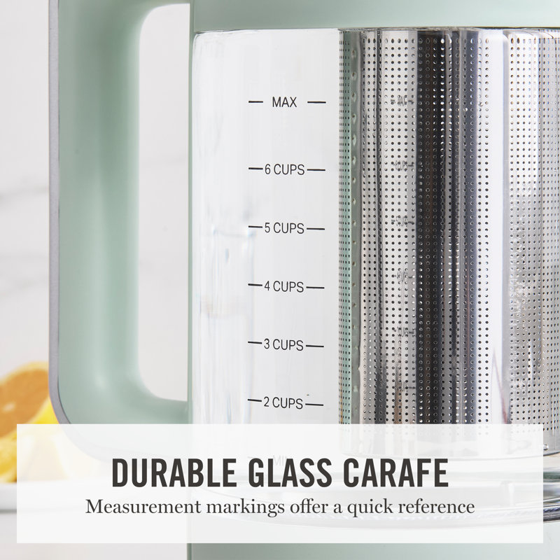 Bouilloire électrique 7 tasses avec infuseur Martha Stewart, Honeydew
