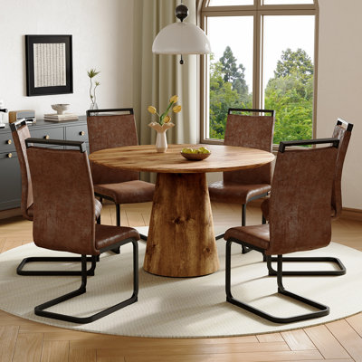 Ensemble de table de salle à manger 45 po avec chaises rembourrées en suède, ensemble de salle à manger moderne pour 4 ou 6 personnes