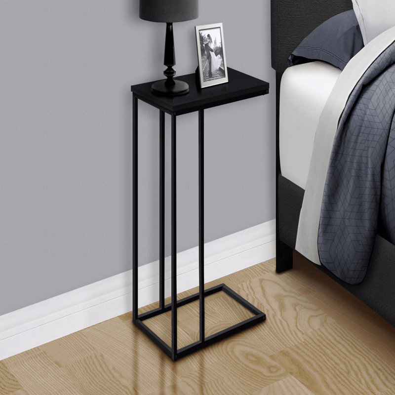 Accent Table, C-Shaped, End, Side, Snack, Laminate, Metal, Contemporary, Modern, Black