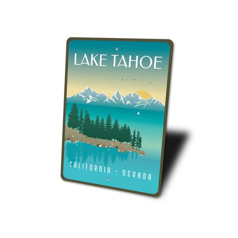 Plaque en aluminium Lake Tahoe Lakehouse, H 14 po x l 10 po x P 0,04 po