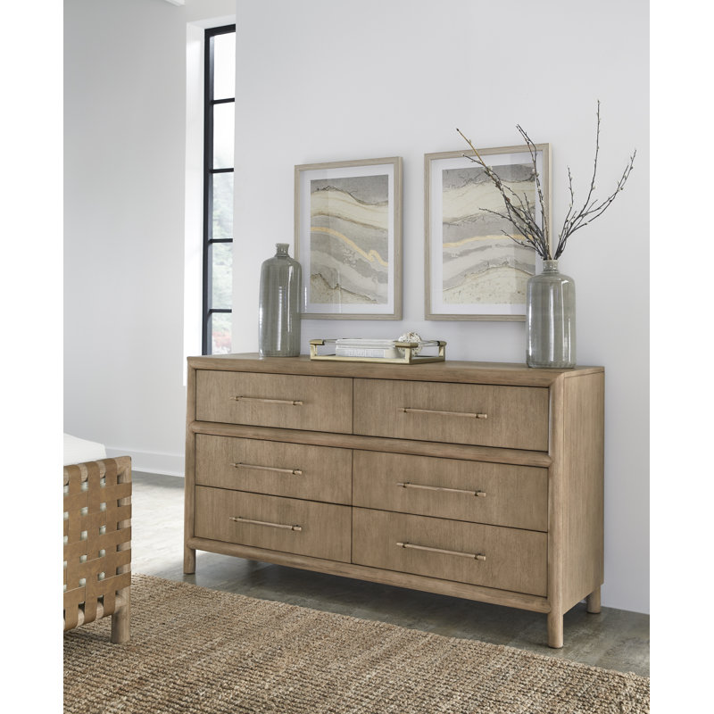 Grainola Solid Wood 167.64cm W 6 - Drawer Chest of Drawers