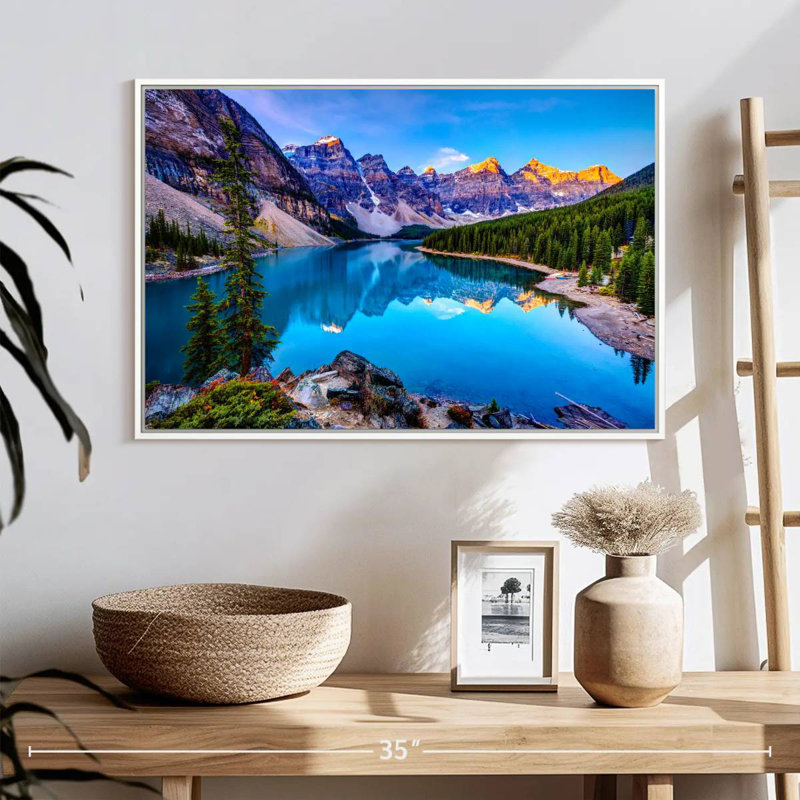 Incroyable lac Moraine, Cadre flottant blanc, 25 po x 17 po