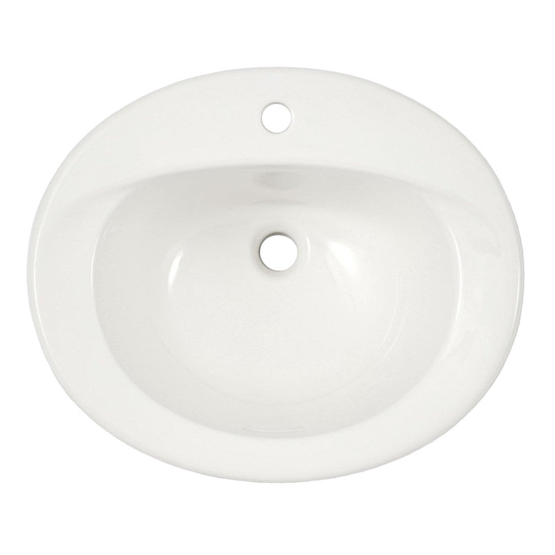 Supreme Vitreous China Oval Drop-in Bathroom Sink, Colonial White, 4" Centerset