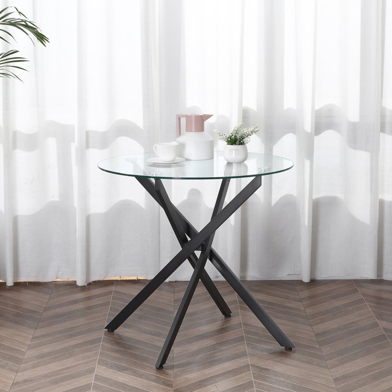 Glass Top Cross Legs End Table