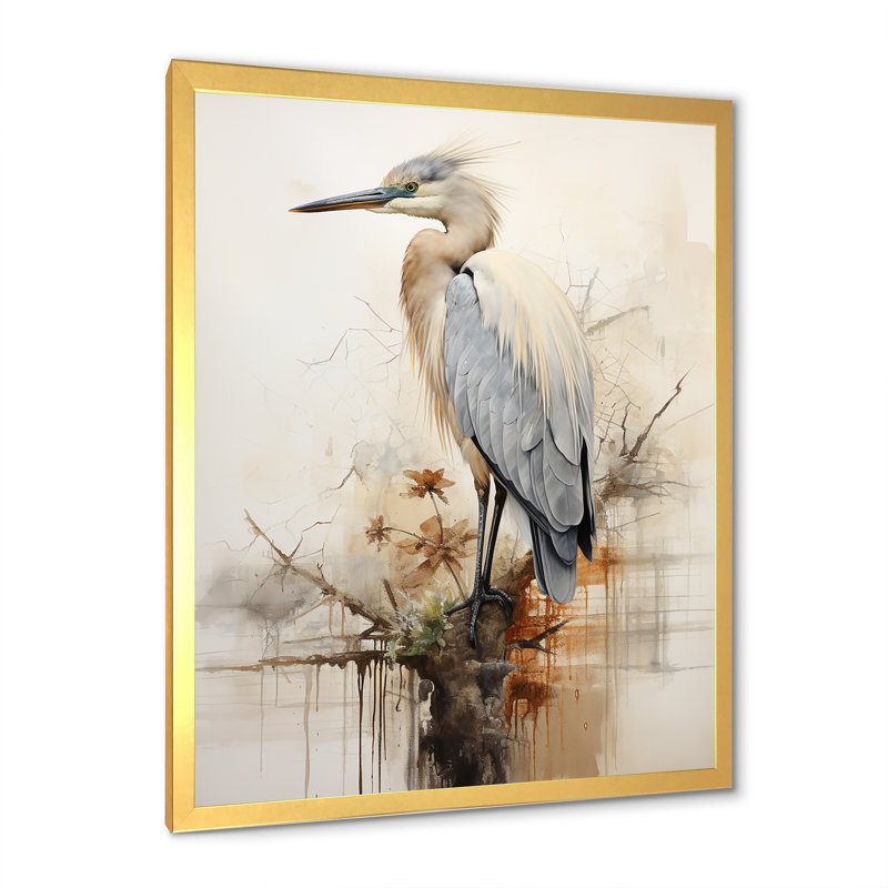 «Majestic Blue Heron Horizon I», reproduction sur toile, H 44 po x l 34 po x P 1,5 po, Cadre doré simple