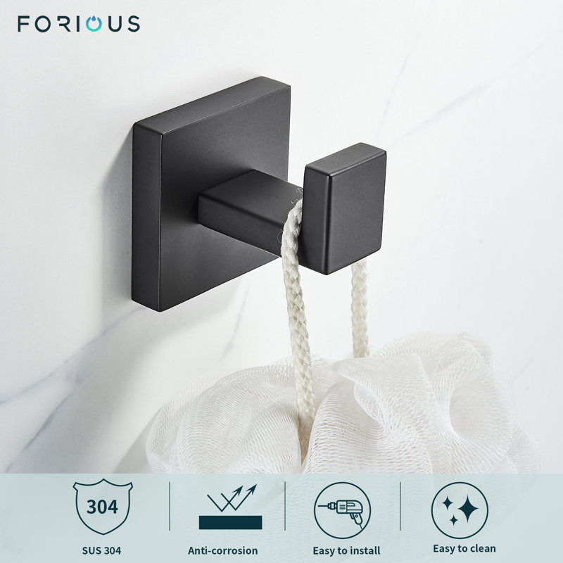 Forious Wall Mounted Towel Hook, Black