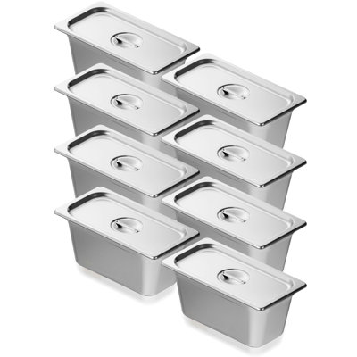 Pan de table à vapeur en acier inoxydable de 0,8 mm de profondeur avec couvercle 1/3