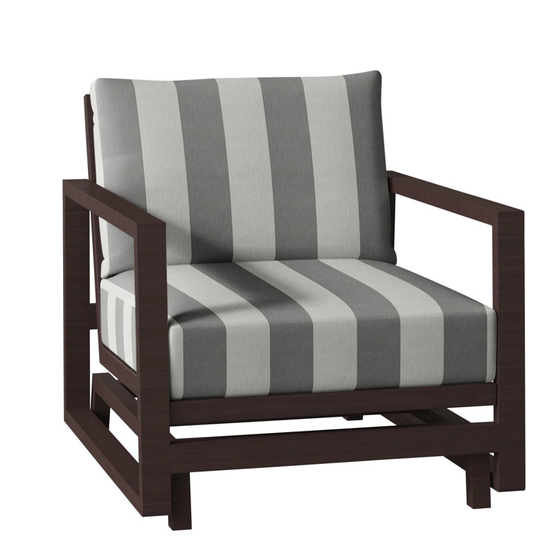 Avondale Patio Lounge Chair with Cushions, Cabana Stripe Midnight, Avondale Aluminum #60 Oak, No Welt