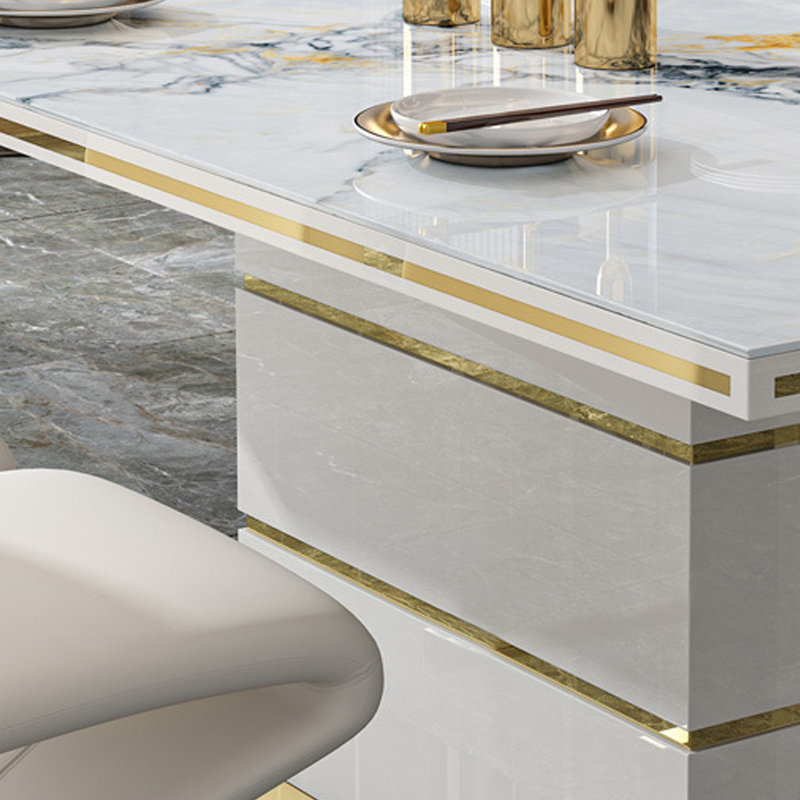 Table de salle à manger moderne, simple et légère de luxe, H 29,52 po x L 62,99 po x l 35,43 po