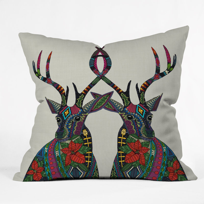 Sharon Turner Poinsettia Deer Throw Pillow, 26" x 26"