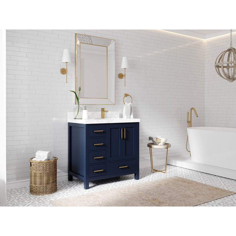 Ensemble de meuble-lavabo simple 36 po Malibu, Calacatta Laza