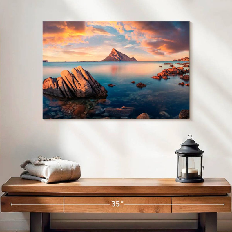 Gillard, île de la mer, paysage marin, H 16 po x l 24 po