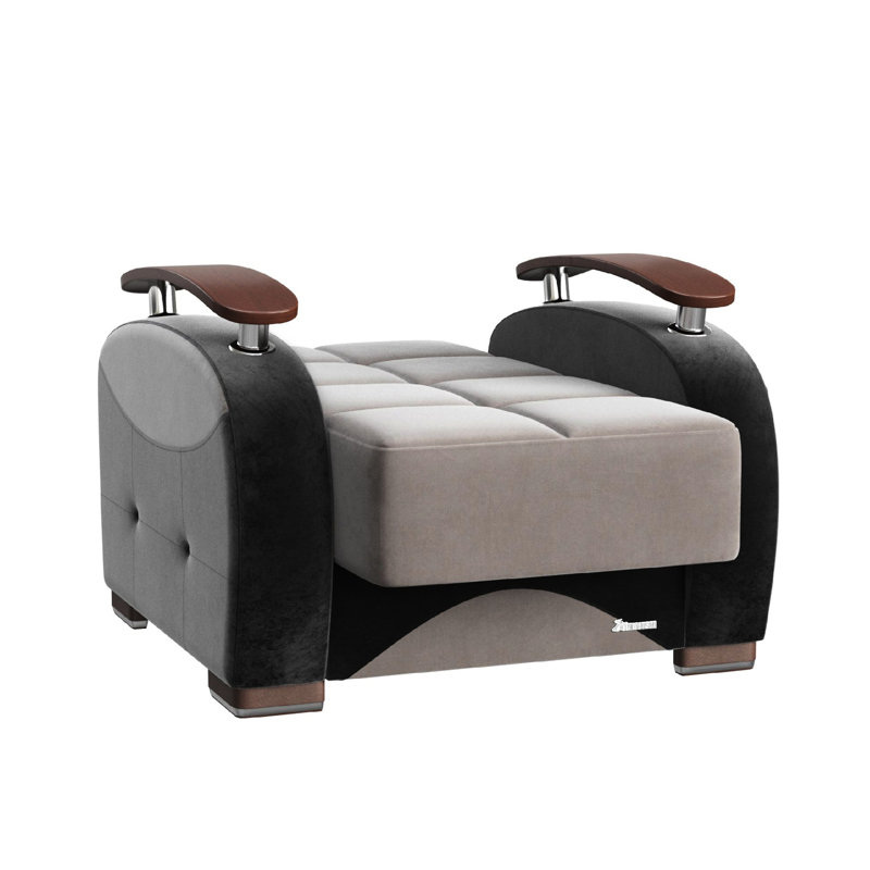 Collection - Fauteuil gris avec rangement - Siège confortable et tendance avec rangement convertible rembourré, moderne