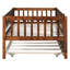 Lit de jour simple en noyer avec lit gigogne escamotable et barrière de protection pliable-158667672-158667673