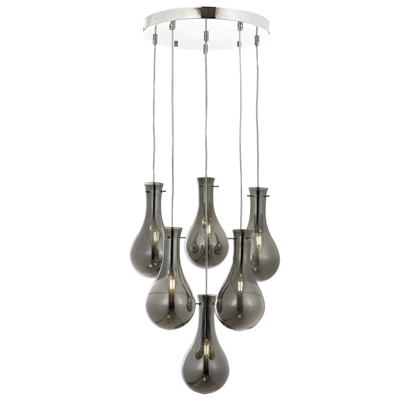 6 - Light Cluster Pendant, Gray, Silver