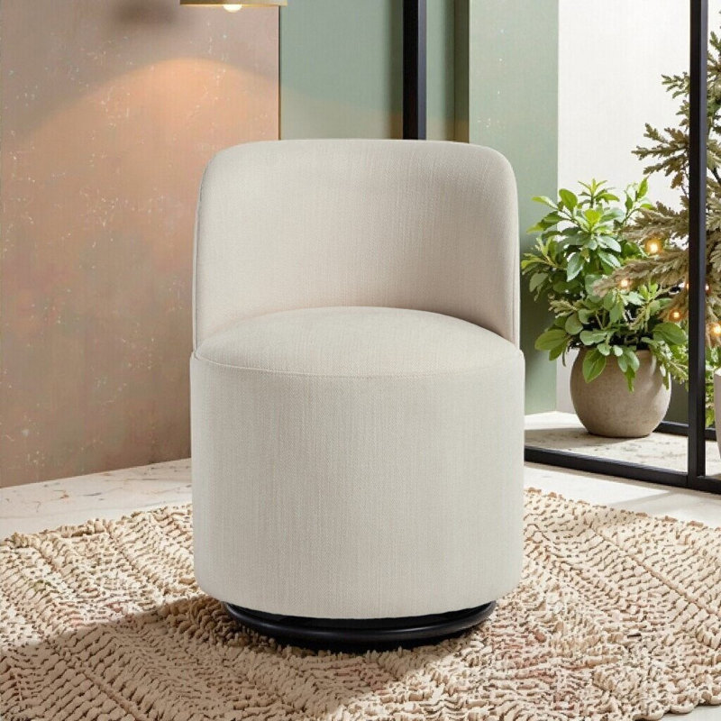 Fauteuil demi-tonneau 1PC avec 360? Pivotant pour la cuisine et la salle à manger, Beige