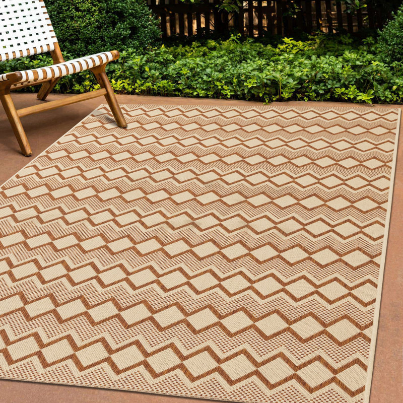 Ifat Flatweave Geometric Indoor / Outdoor Rug, Rectangle 7'10'' x 10'6''