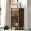 Grande armoire brune de 36 po avec porte à enroulement et tablette réglable Bachman - Organisateur de rangement moderne à lattes