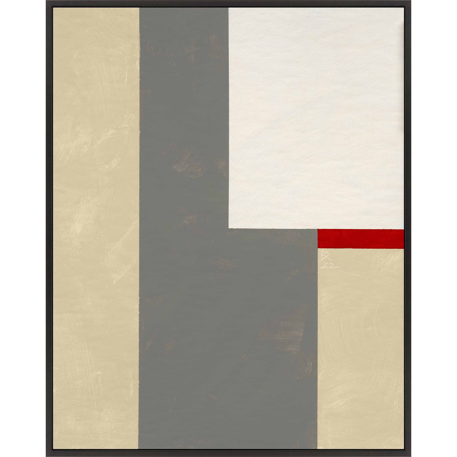 Slice Of Red 2 by Robert Kamnatnik, Black Framed Canvas, 20" H x 16" W x 1.38" D