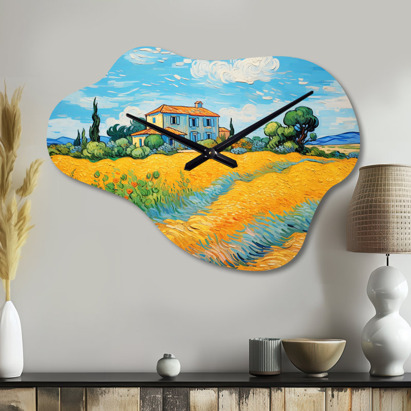 Vangogh, la maison jaune à Arles II - horloge murale asymétrique en métal Vangogh, Petit