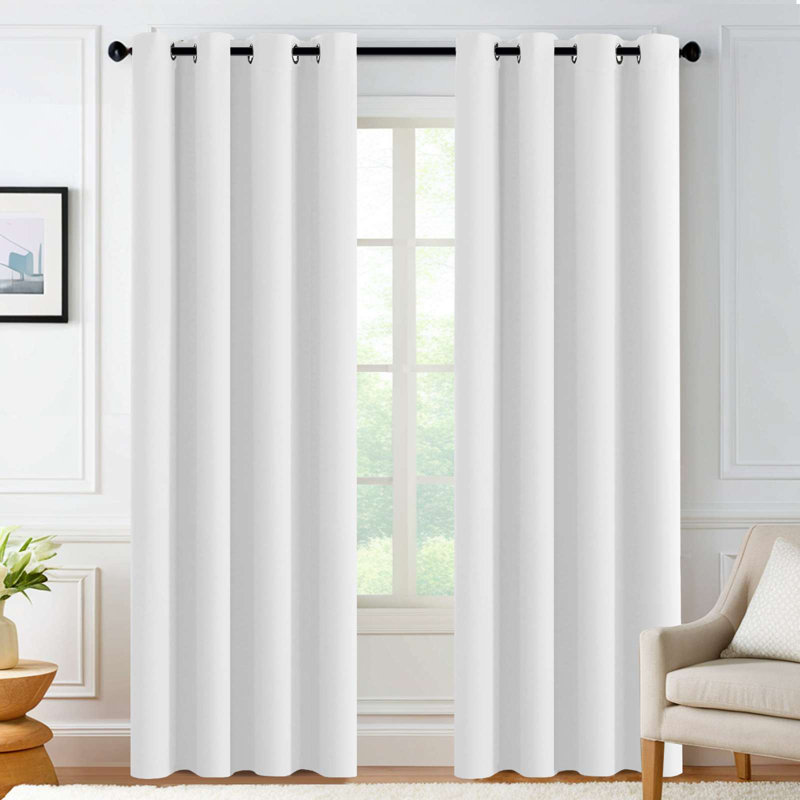 Ensemble de 2 panneaux occultants pour rideaux occultants et isolants avec œillets, L 52 po x L 84 po, Blanc pur