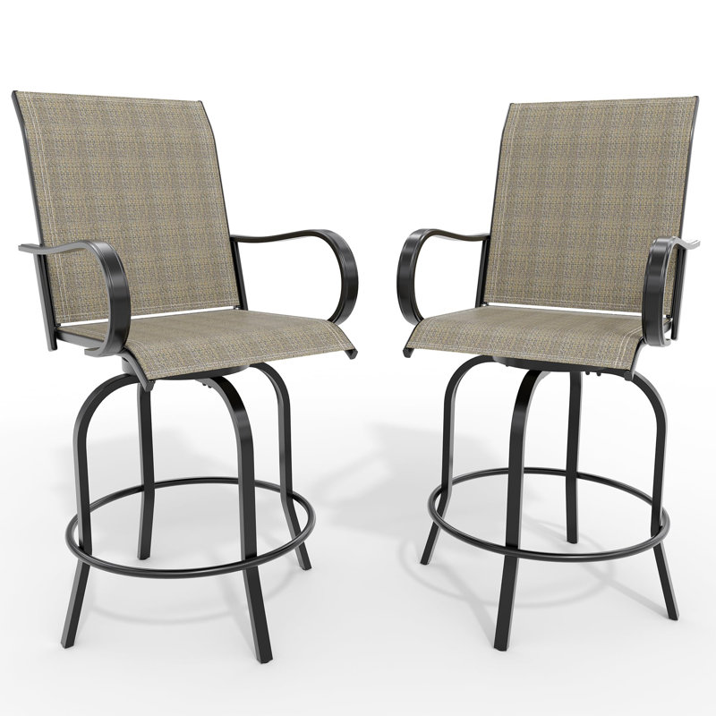 Tabourets de bar pivotants toutes saisons à 360 °, dossier haut et accoudoirs, chaises d'extérieur à hauteur de bar, Red