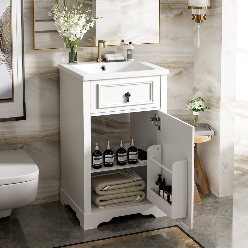 Meuble-lavabo 20 po avec comptoir en céramique, Blanc