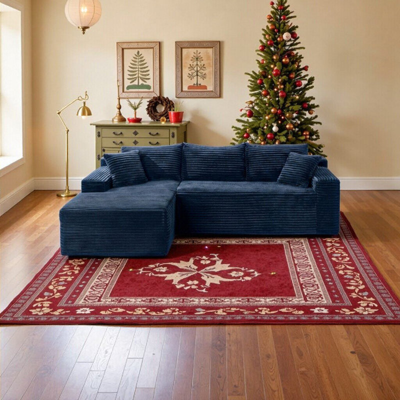 Canapé modulaire Modern Cloud avec méridienne en L, assise profonde, sans assemblage, confort moelleux, Bleu, 4