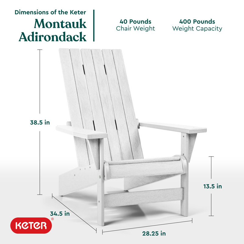 White Weatherproof Resin Adirondack Chair with Wide Arms