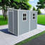 Remise de rangement extérieure en résine 8 pi x 4 pi avec plancher, portes verrouillables, deux fenêtres, résistante aux intempéries, résistante aux rayons UV, facile à installer pour le patio, la cour et la pelouse