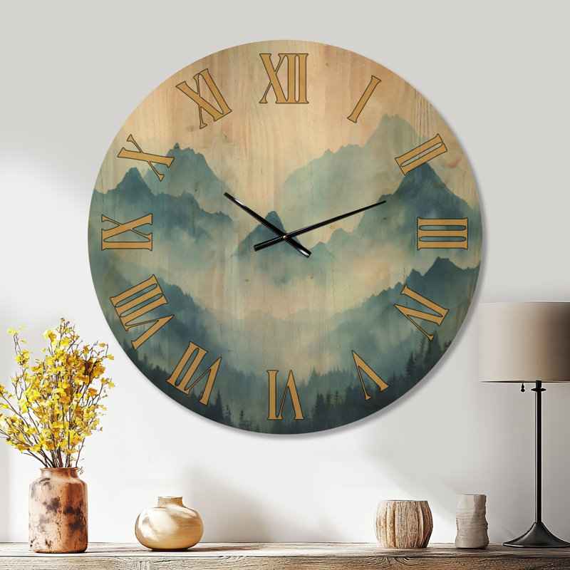 Horloge murale ronde en bois Scenic, Oversized