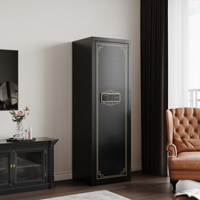 10–12 Rifle & Pistol Biometric Gun Safe with Gold-Tone Trim, Adjustable Racks and Removable Shelf